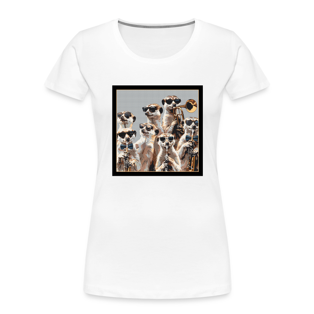 "Meerkat Brass Band" Women’s Premium Organic T-Shirt - white