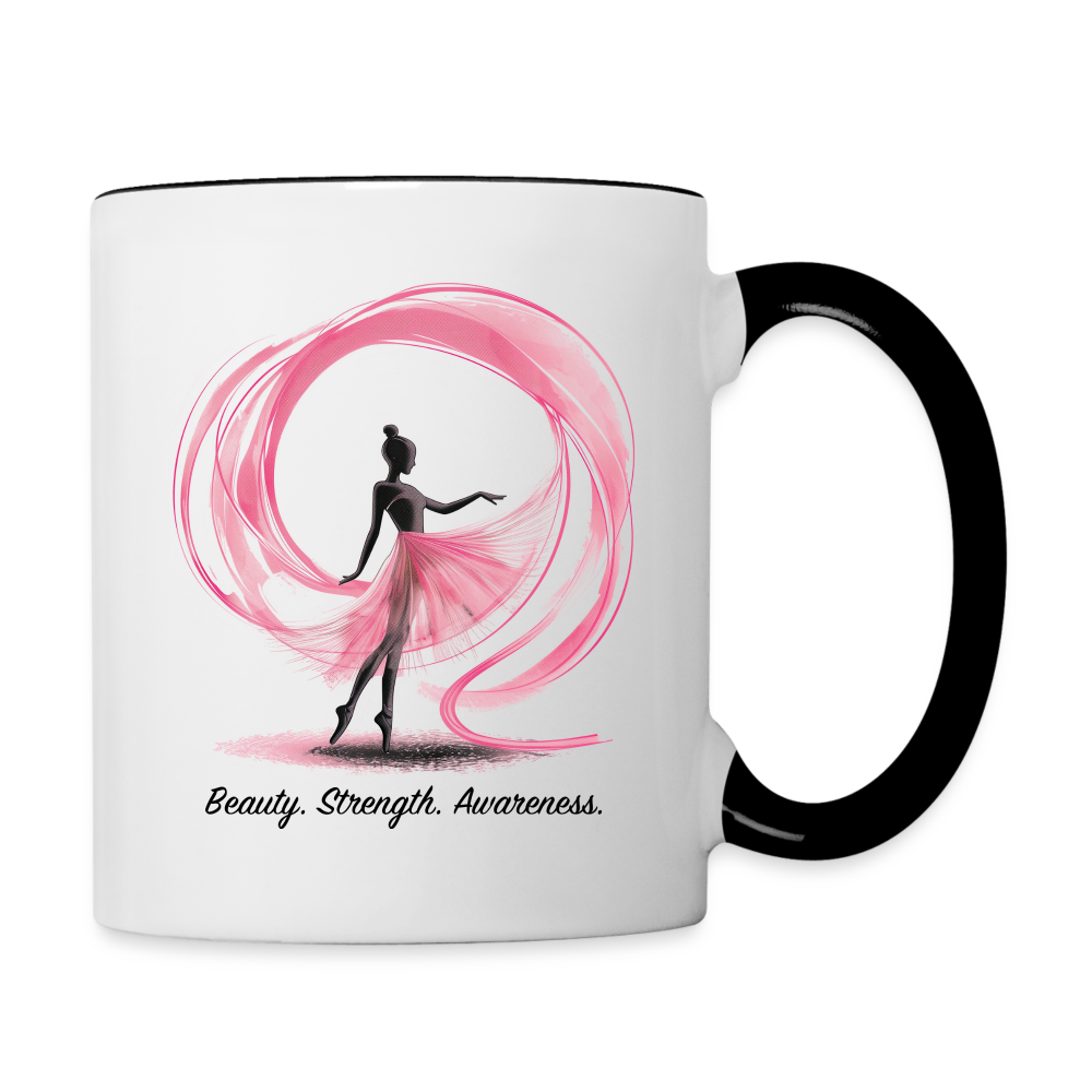 "Beauty. Strength. Awareness" Contrast Coffee Mug - white/black