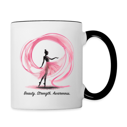 "Beauty. Strength. Awareness" Contrast Coffee Mug - white/black