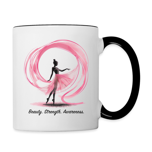 "Beauty. Strength. Awareness" Contrast Coffee Mug - white/black