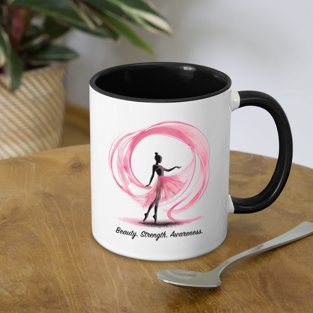 "Beauty. Strength. Awareness" Contrast Coffee Mug - white/black