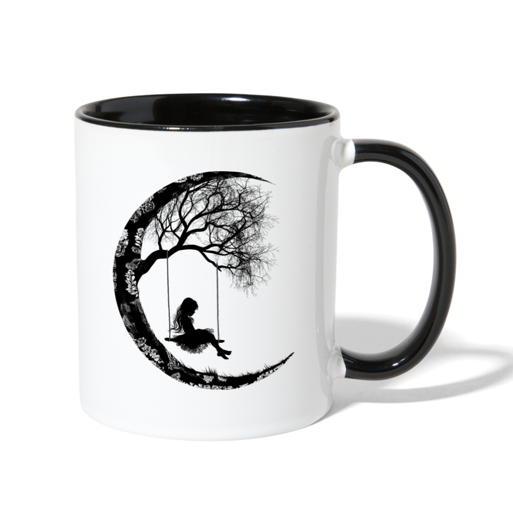 "Moon Swing Girl" Contrast Coffee Mug - white/black