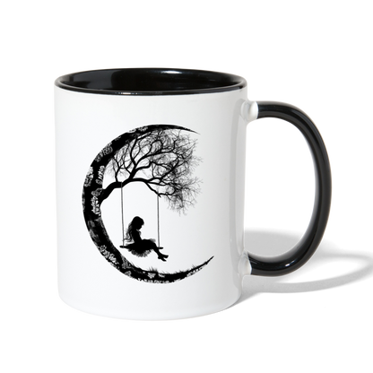 "Moon Swing Girl" Contrast Coffee Mug - white/black