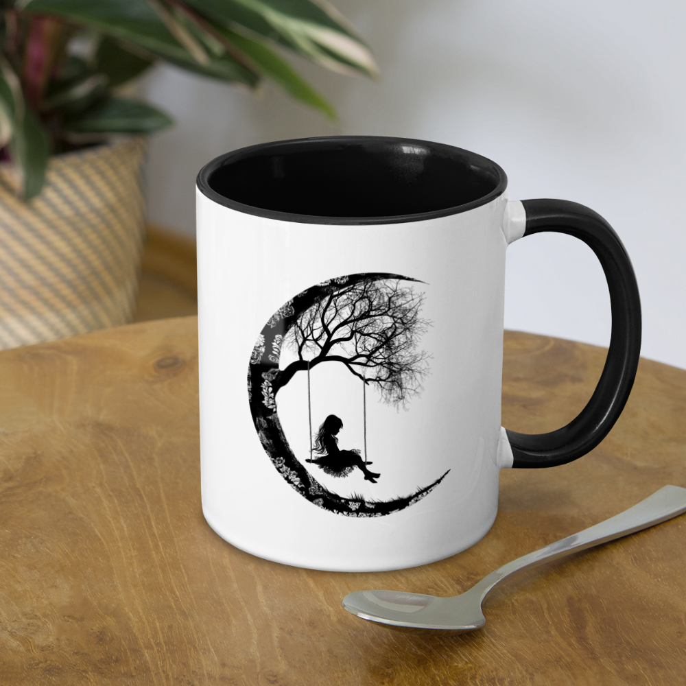 "Moon Swing Girl" Contrast Coffee Mug - white/black