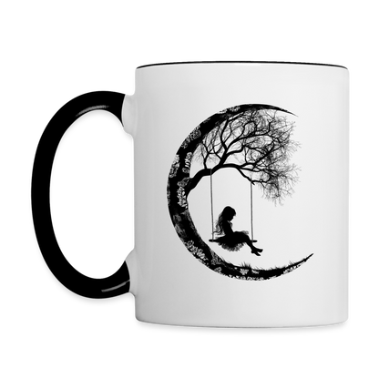 "Moon Swing Girl" Contrast Coffee Mug - white/black