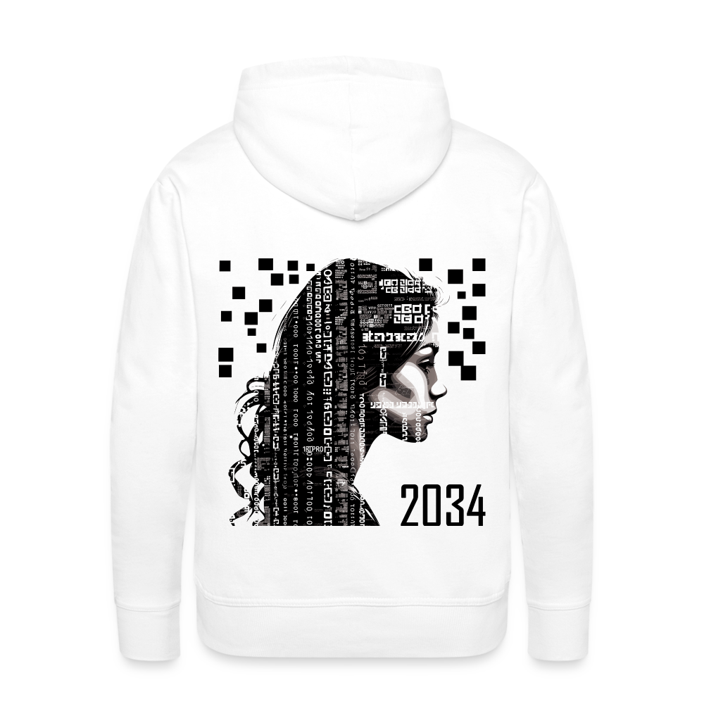 "2034 QR Girl" Unisex Thick Hoodio - white