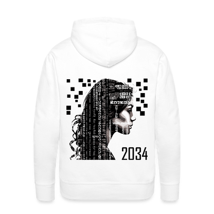 "2034 QR Girl" Unisex Thick Hoodio - white