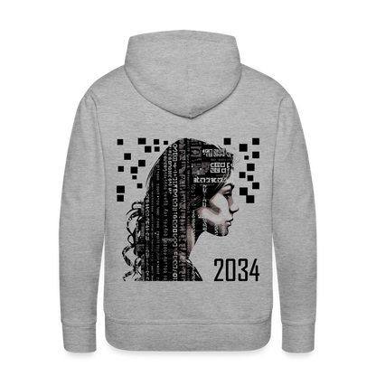 "2034 QR Girl" Unisex Thick Hoodio - heather grey