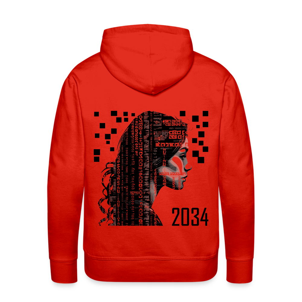 "2034 QR Girl" Unisex Thick Hoodio - red