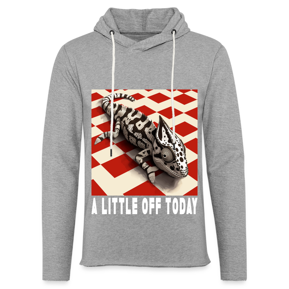 "A Little Off Today" Black and White Chameleon Unisex Lightweight Hoodie - heather gray