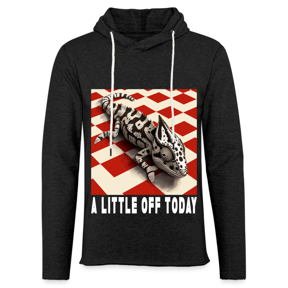 "A Little Off Today" Black and White Chameleon Unisex Lightweight Hoodie - charcoal grey