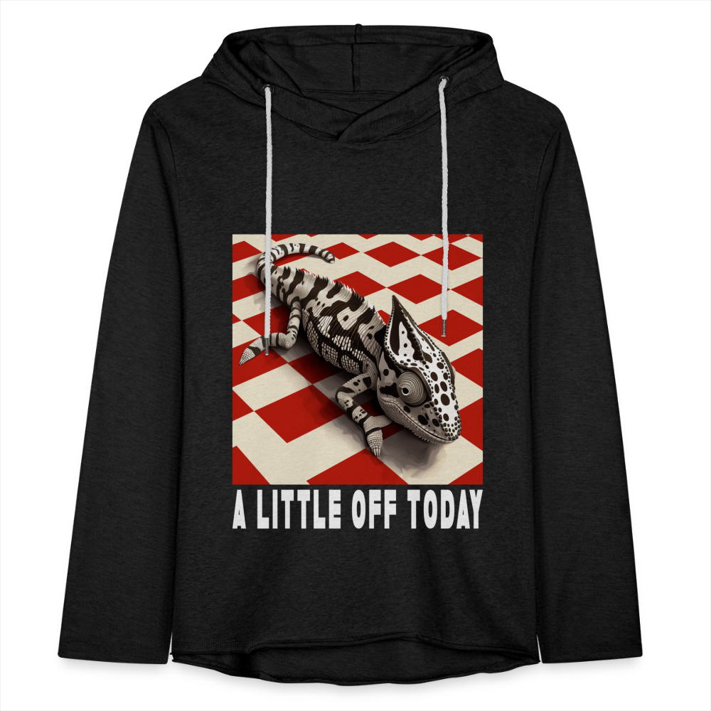 "A Little Off Today" Black and White Chameleon Unisex Lightweight Hoodie - charcoal grey