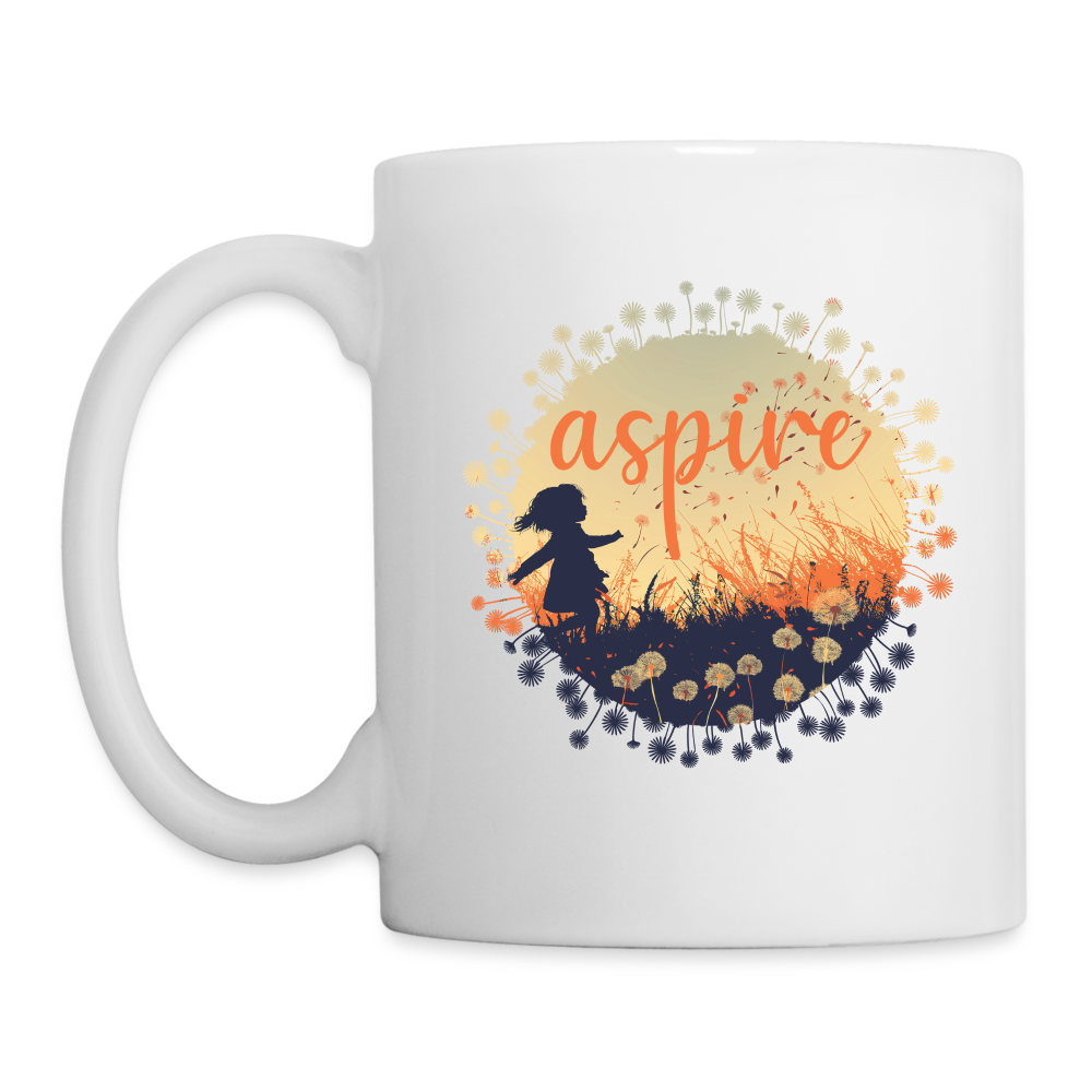 "Aspire" Dandelion Dream Field 11 fl oz Coffee Mug - white