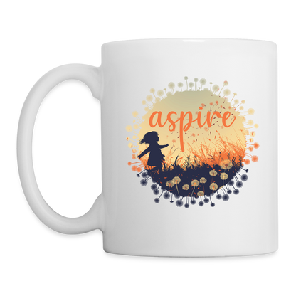 "Aspire" Dandelion Dream Field 11 fl oz Coffee Mug - white