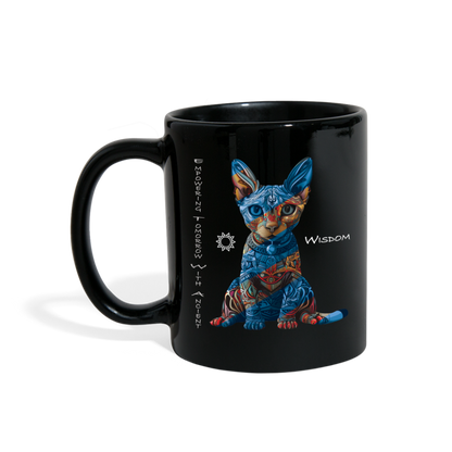 "Empowering Tomorrow With Ancient Wisdom" Egyptian Cat 11 fl oz Full Color Coffee Mug - black