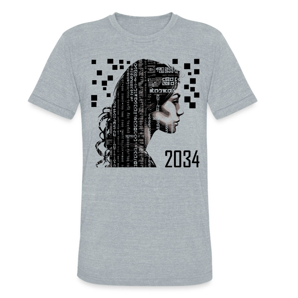 "2034 QR Girl" Unisex Tri-Blend T-Shirt - heather grey