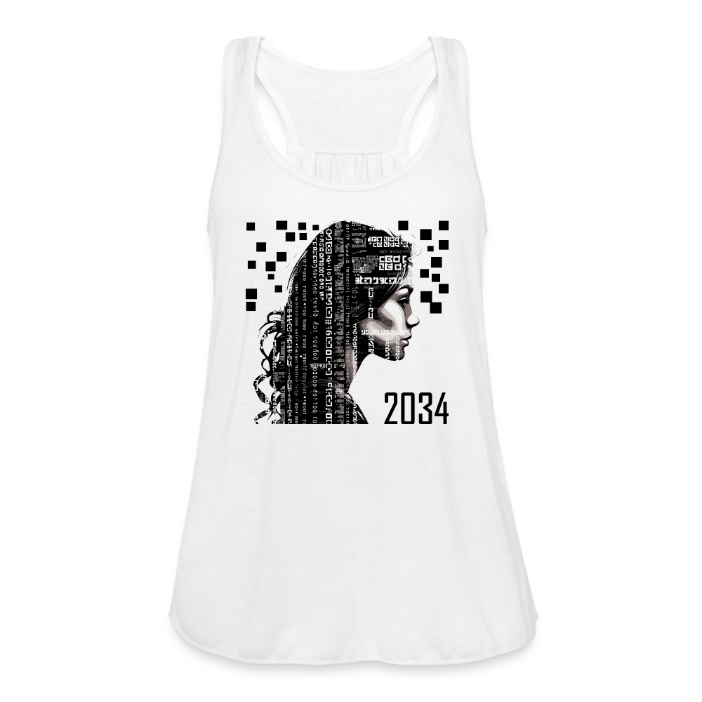 "2034 QR Girl" Women’s Flowy Tank - white