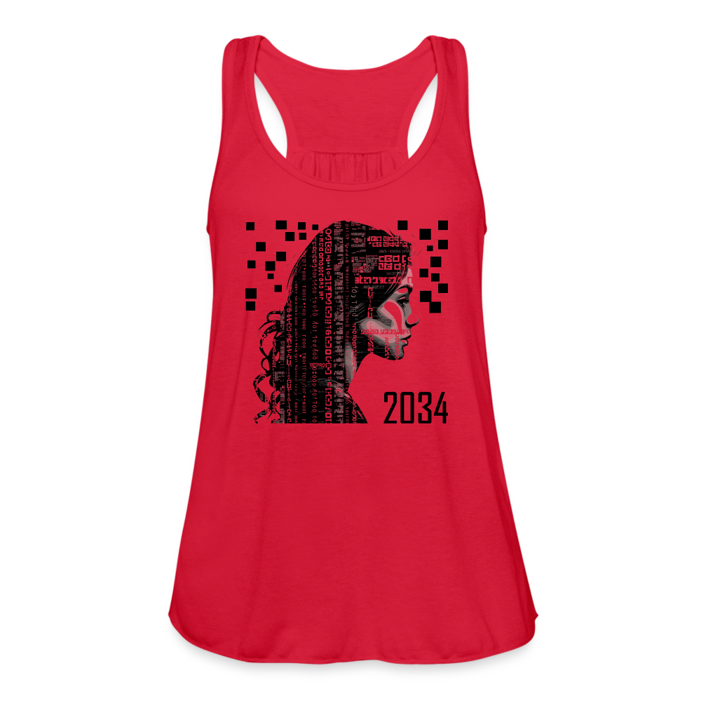 "2034 QR Girl" Women’s Flowy Tank - red