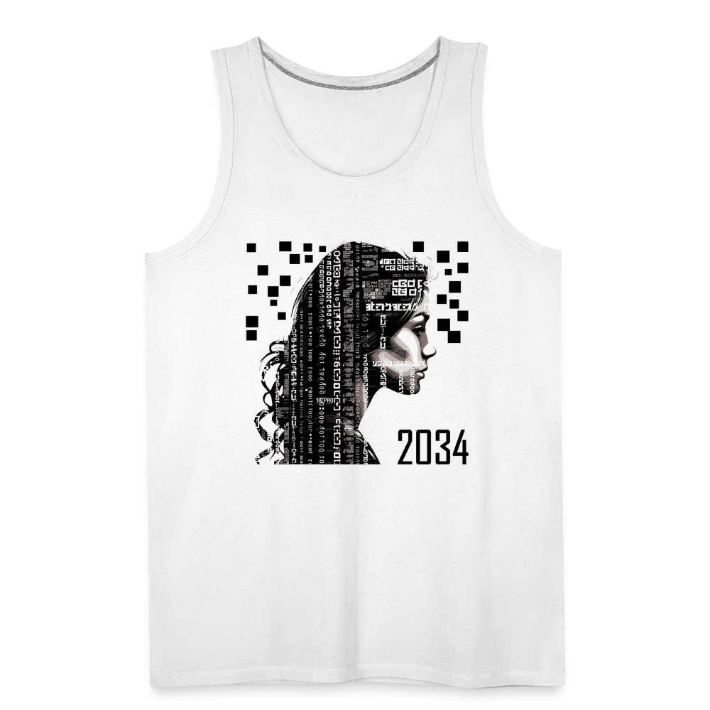 "2034 QR Girl" Men's Premium Tank Top - white