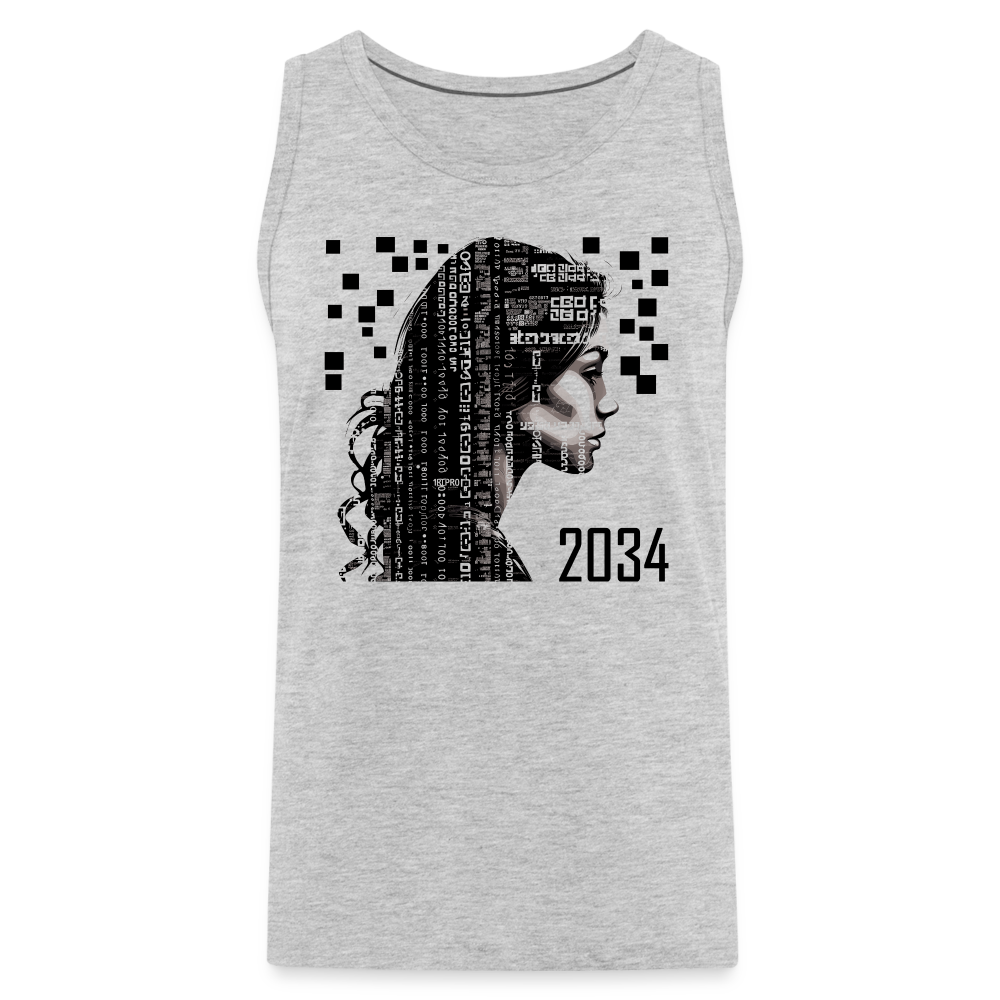 "2034 QR Girl" Men's Premium Tank Top - heather gray