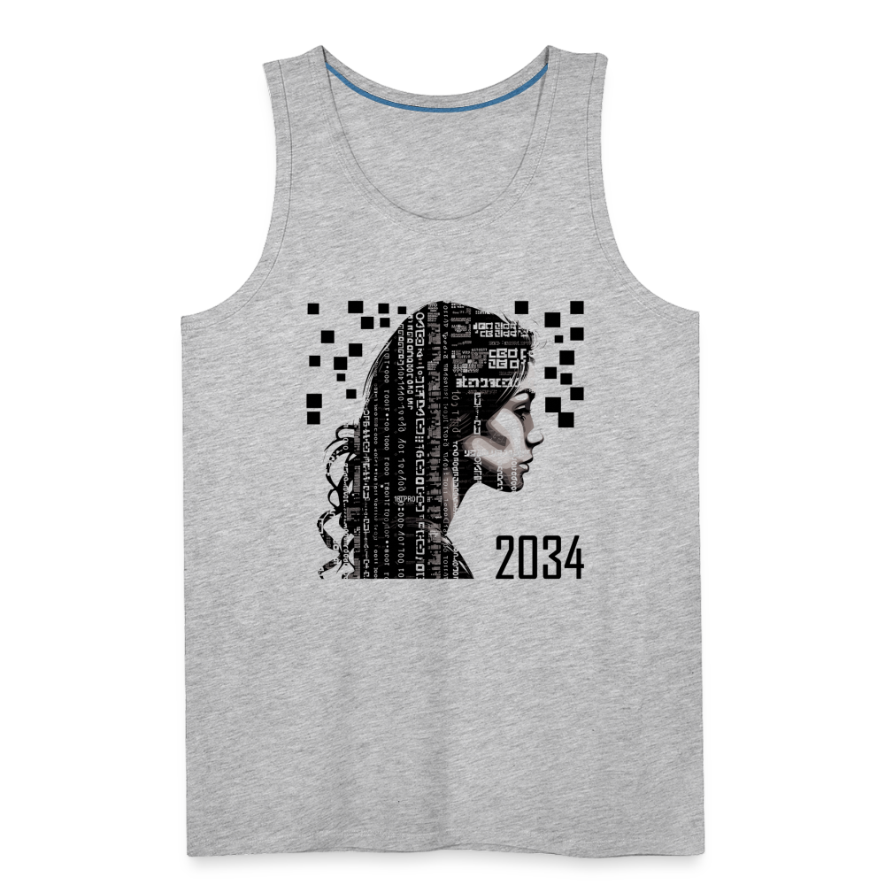 "2034 QR Girl" Men's Premium Tank Top - heather gray