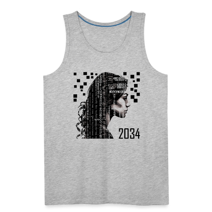 "2034 QR Girl" Men's Premium Tank Top - heather gray