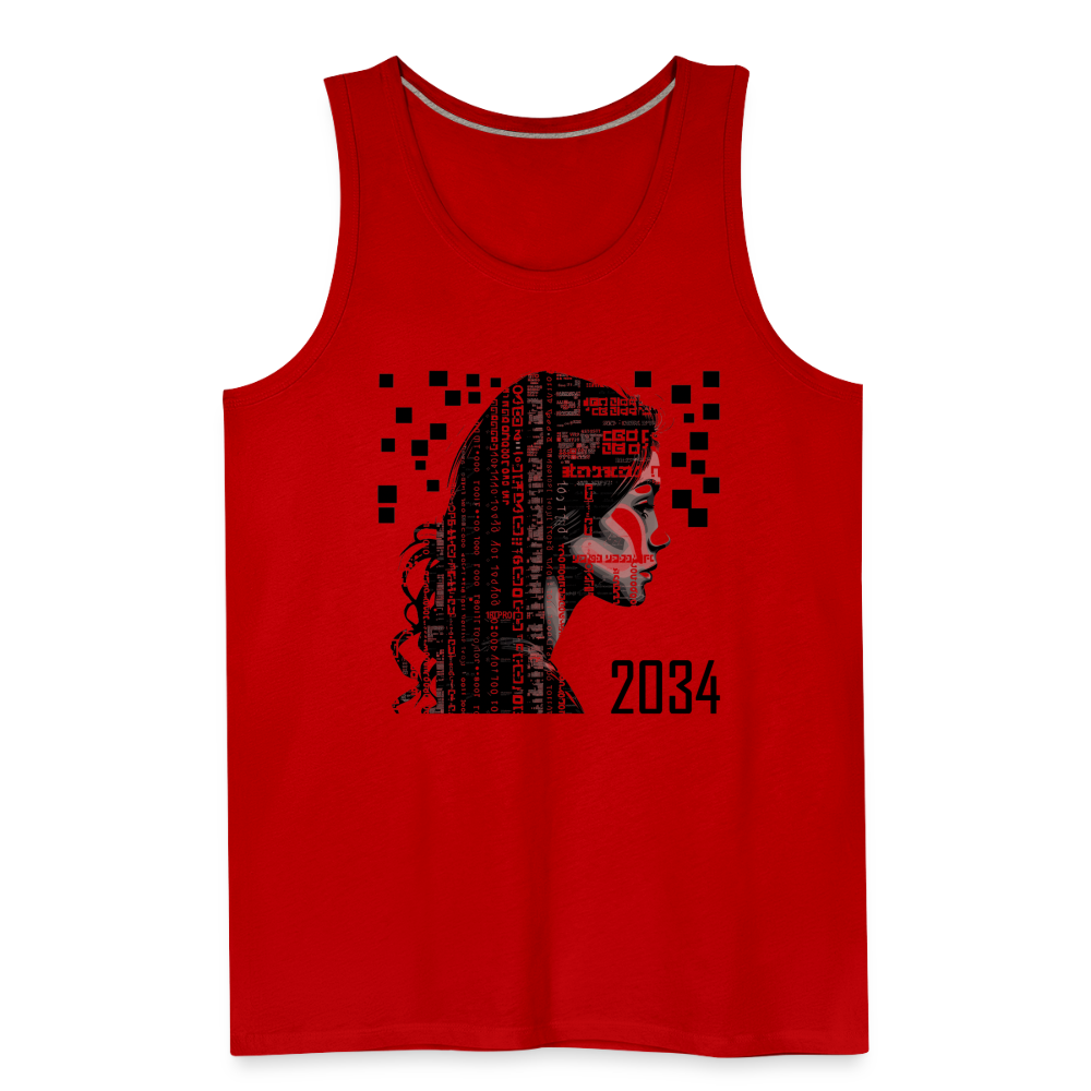 "2034 QR Girl" Men's Premium Tank Top - red