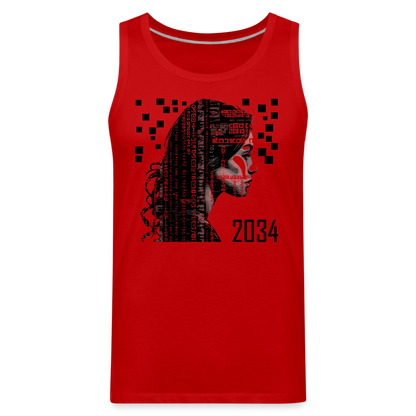 "2034 QR Girl" Men's Premium Tank Top - red