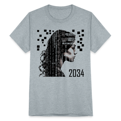 "2034 QR Girl" Unisex Tri-Blend T-Shirt - heather grey