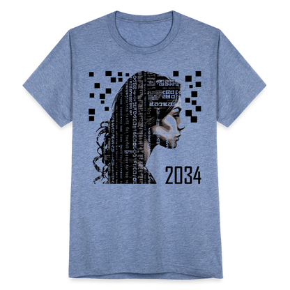 "2034 QR Girl" Unisex Tri-Blend T-Shirt - heather blue