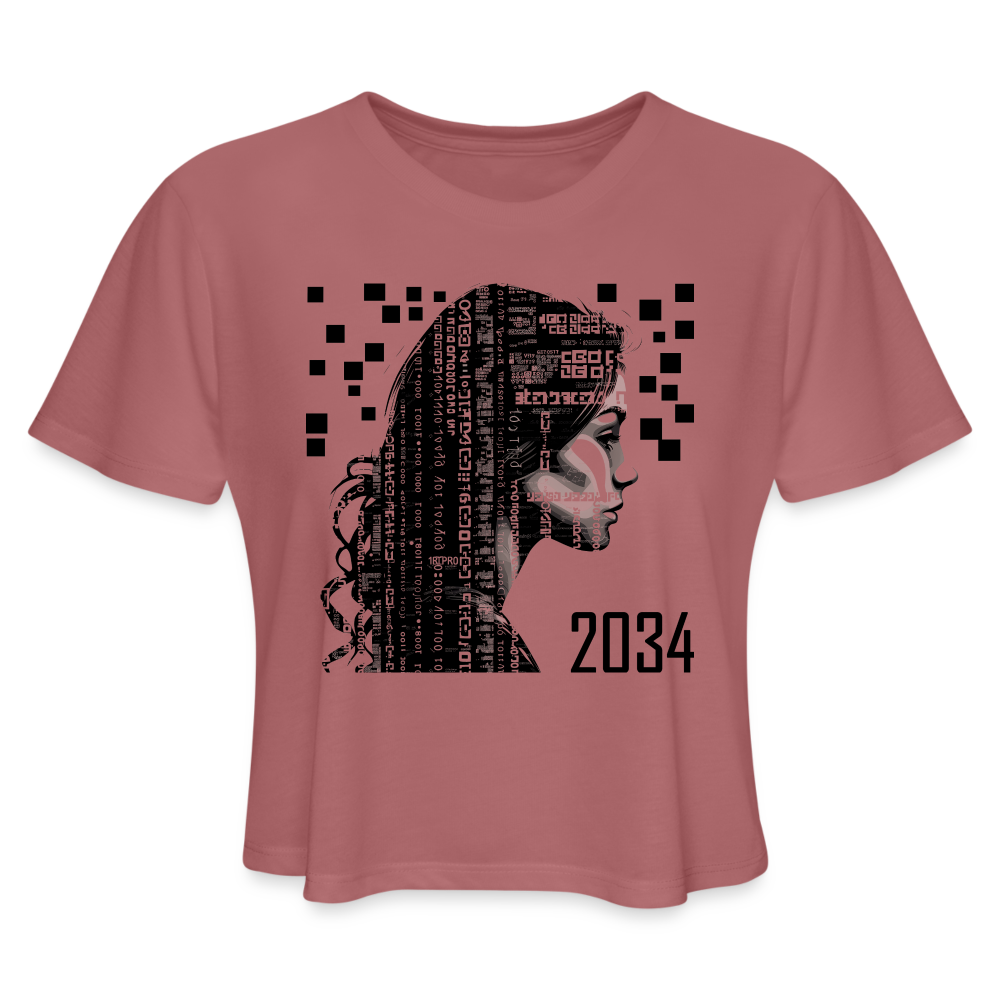 "2034 QR Girl" Women’s Crop Top - mauve