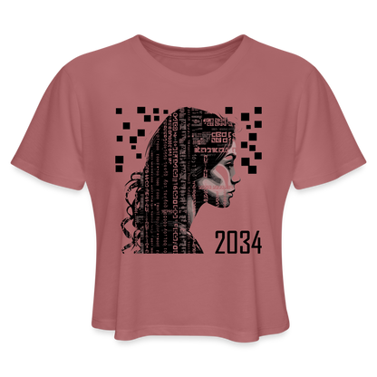 "2034 QR Girl" Women’s Crop Top - mauve