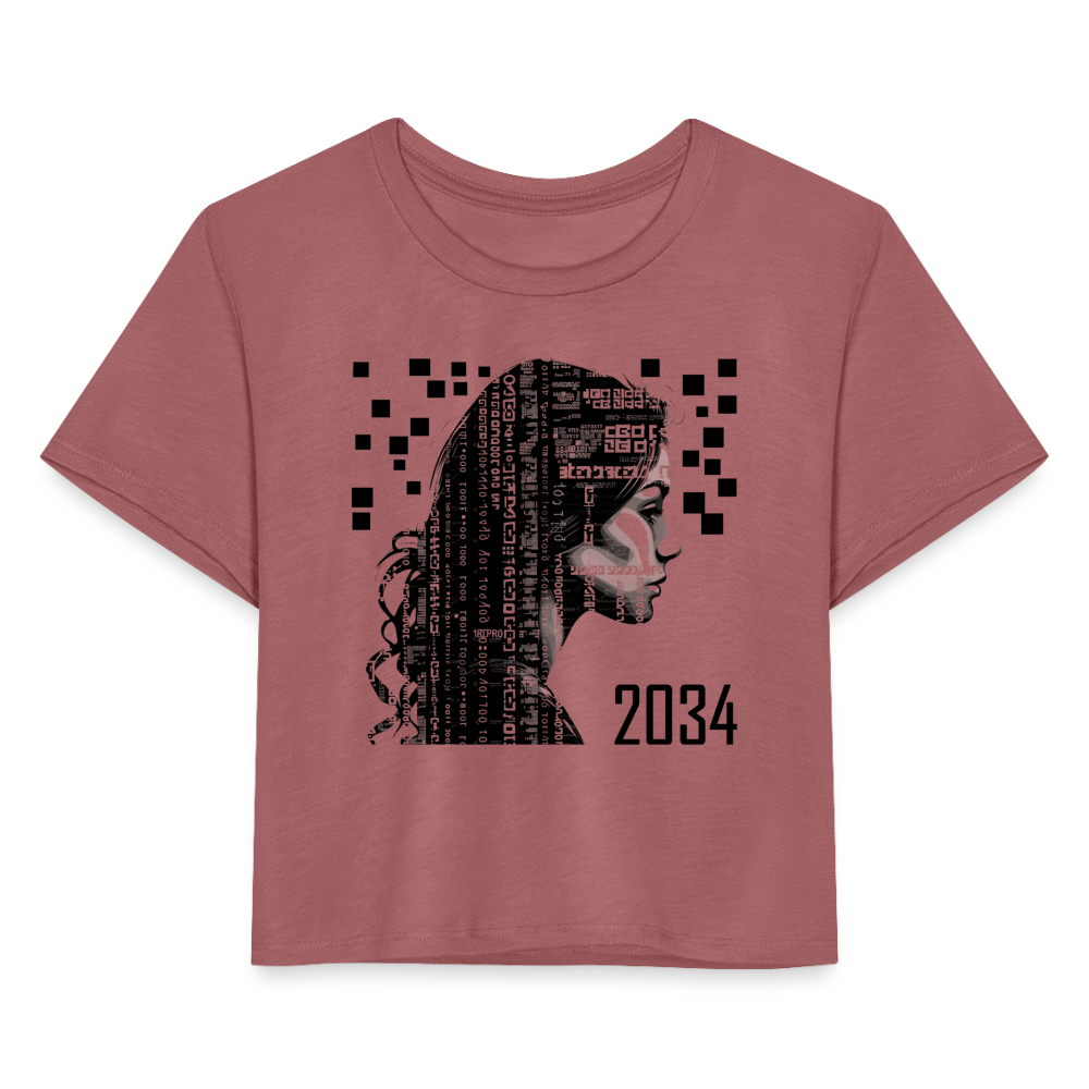 "2034 QR Girl" Women’s Crop Top - mauve