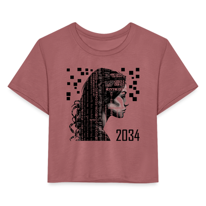 "2034 QR Girl" Women’s Crop Top - mauve