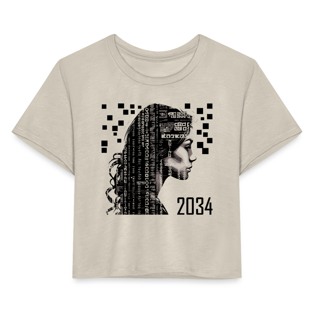 "2034 QR Girl" Women’s Crop Top - dust