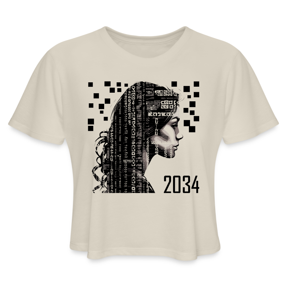 "2034 QR Girl" Women’s Crop Top - dust