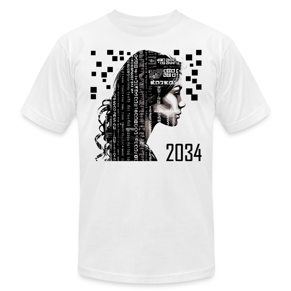 "2034 QR Girl" Unisex Classic T-Shirt - white