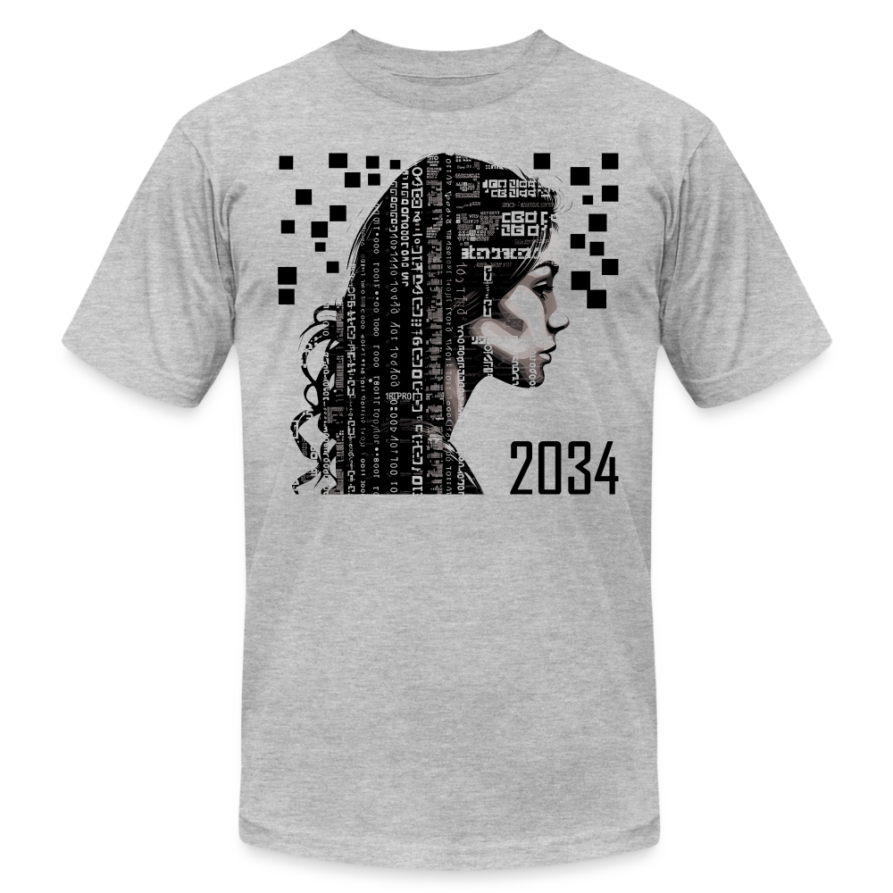 "2034 QR Girl" Unisex Classic T-Shirt - heather gray