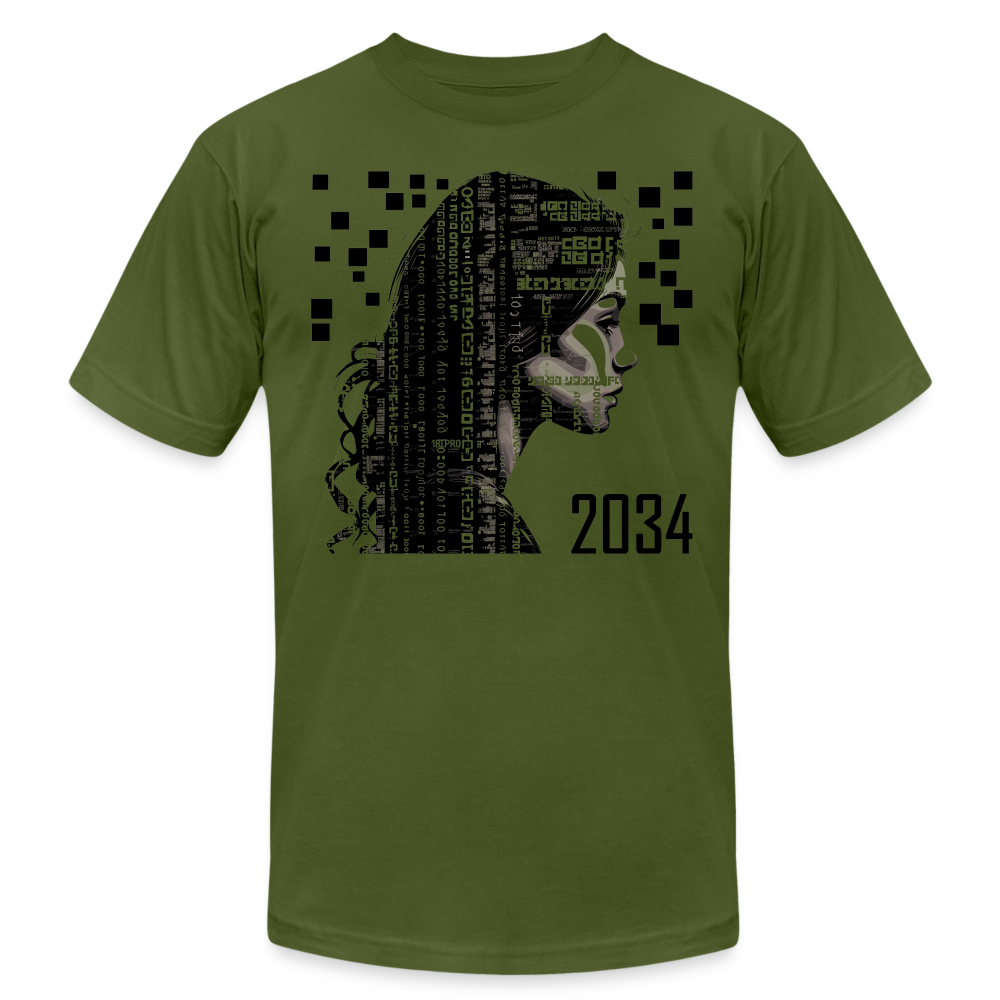 "2034 QR Girl" Unisex Classic T-Shirt - olive