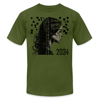 "2034 QR Girl" Unisex Classic T-Shirt - olive