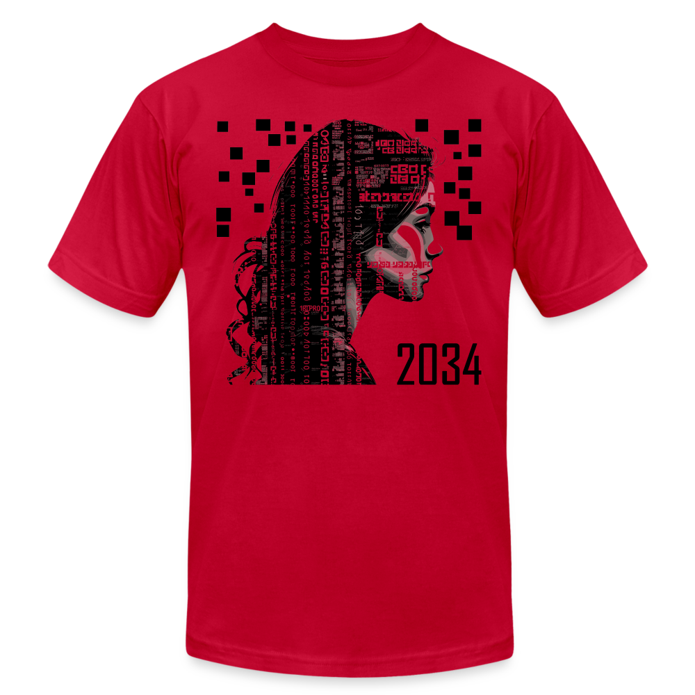 "2034 QR Girl" Unisex Classic T-Shirt - red