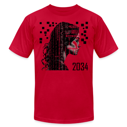 "2034 QR Girl" Unisex Classic T-Shirt - red