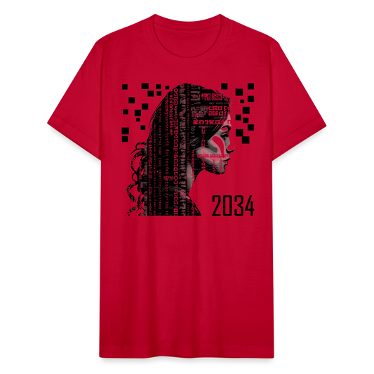 "2034 QR Girl" Unisex Classic T-Shirt - red