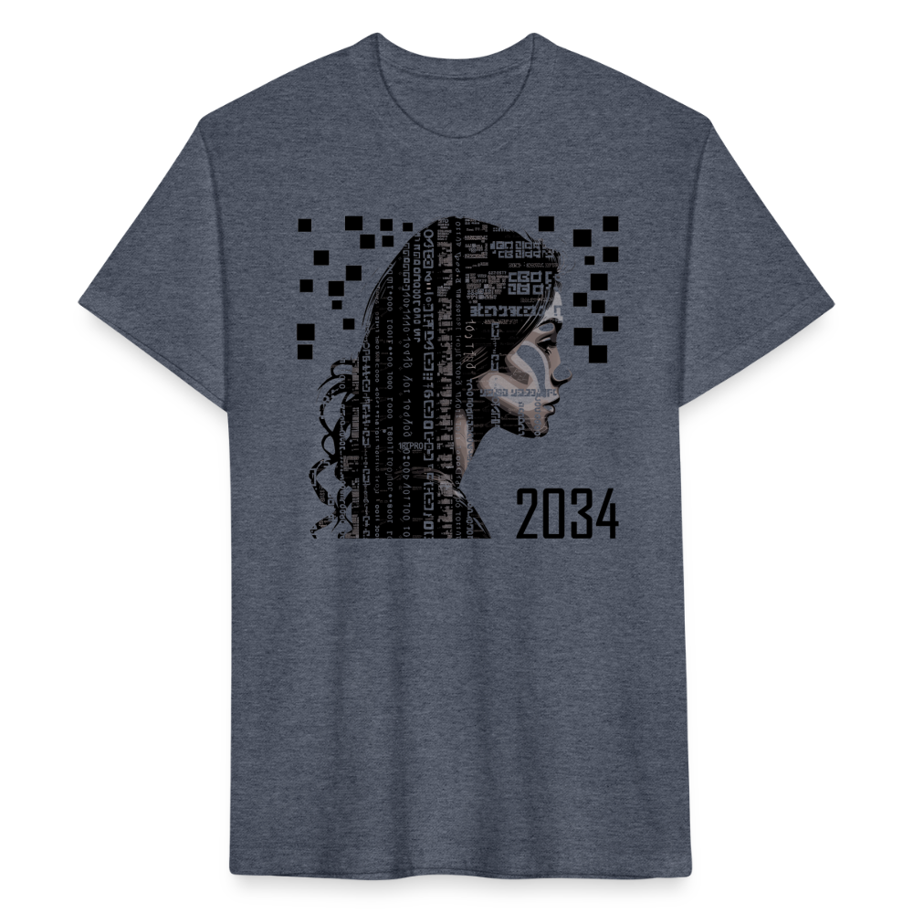 "2034 QR Girl" Fitted Cotton/Poly T-Shirt - heather navy