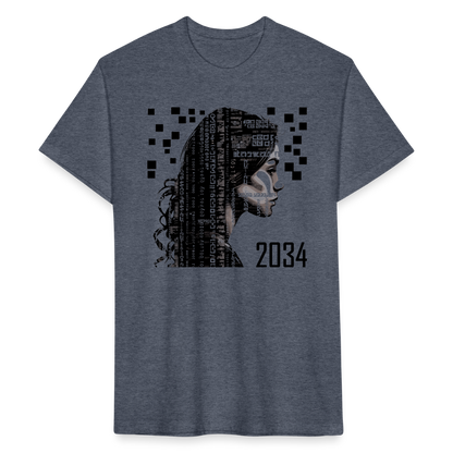 "2034 QR Girl" Fitted Cotton/Poly T-Shirt - heather navy