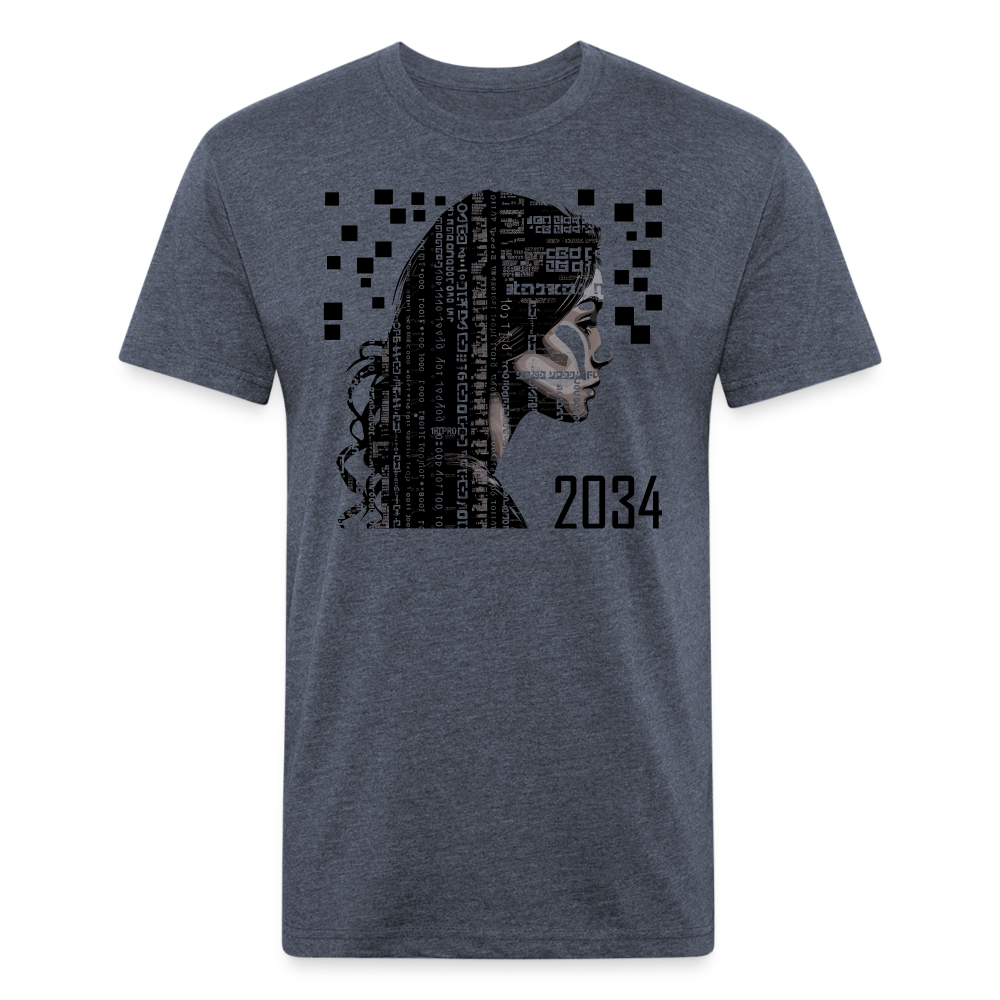 "2034 QR Girl" Fitted Cotton/Poly T-Shirt - heather navy