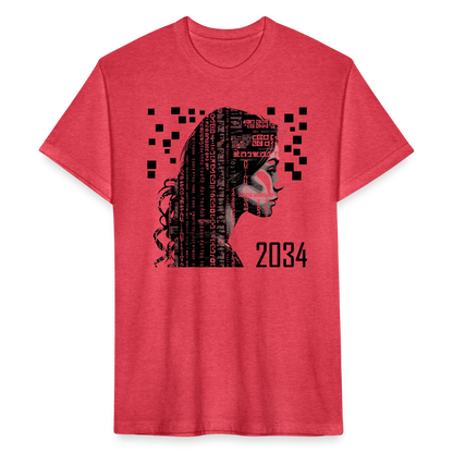 "2034 QR Girl" Fitted Cotton/Poly T-Shirt - heather red