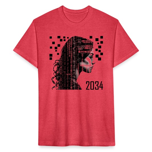 "2034 QR Girl" Fitted Cotton/Poly T-Shirt - heather red