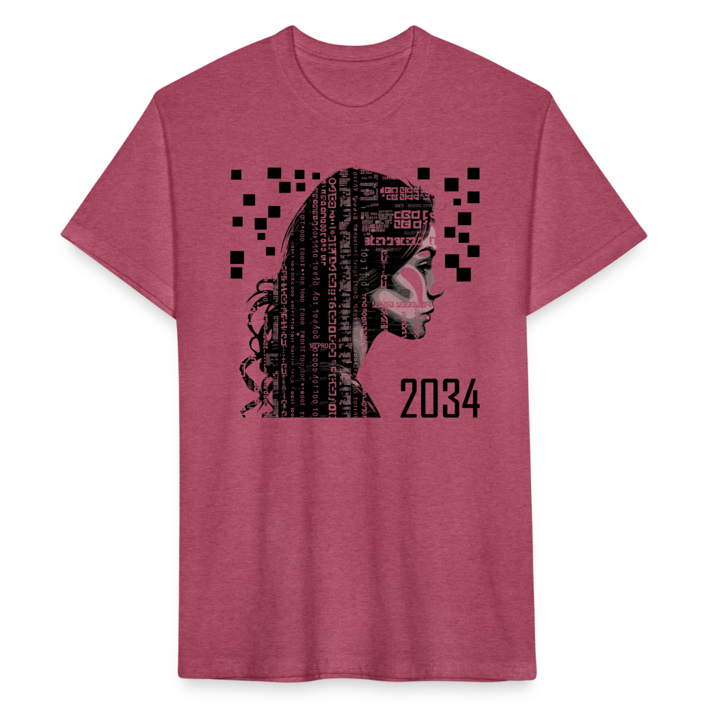 "2034 QR Girl" Fitted Cotton/Poly T-Shirt - heather burgundy