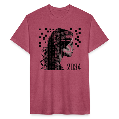 "2034 QR Girl" Fitted Cotton/Poly T-Shirt - heather burgundy